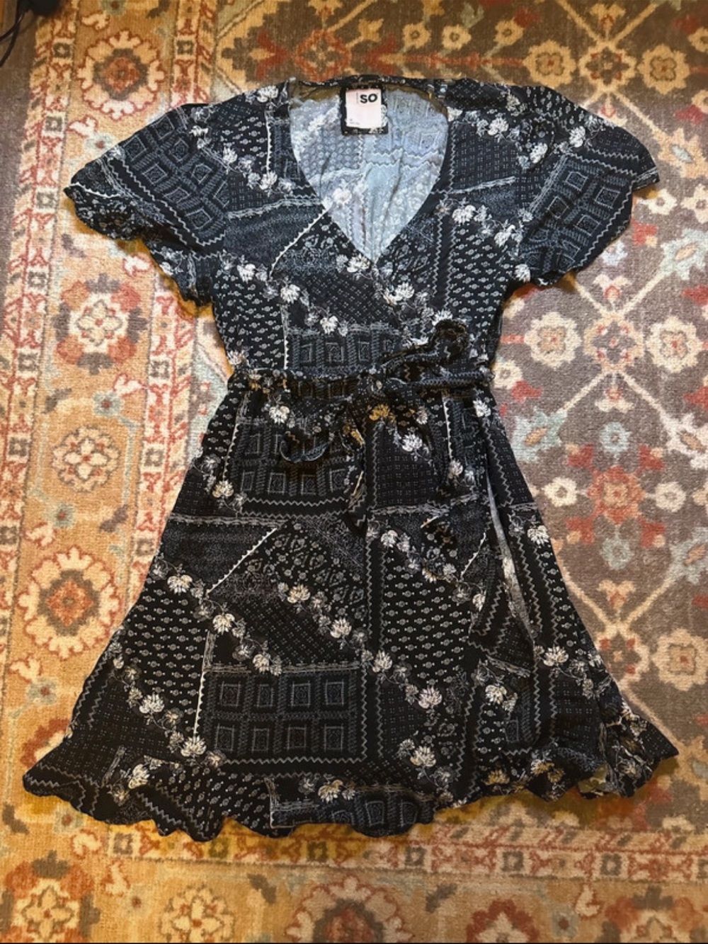 Women’s SO Black & White Print Short Dress